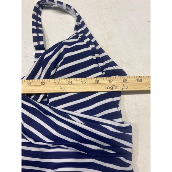 Lands End Tankini Top Womens  Size 20W  Blue & White Striped Built-In Underwire - Picture 8 of 11